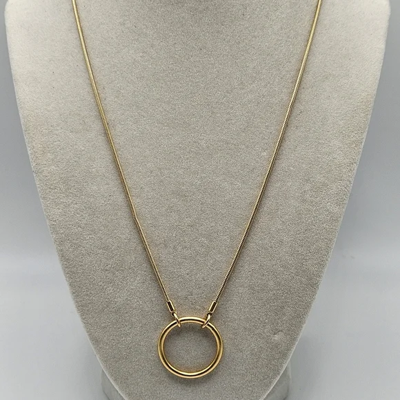 Madewell Gold Plated Brass Adjustable Ring Choker Necklace - Picture 2 of 8